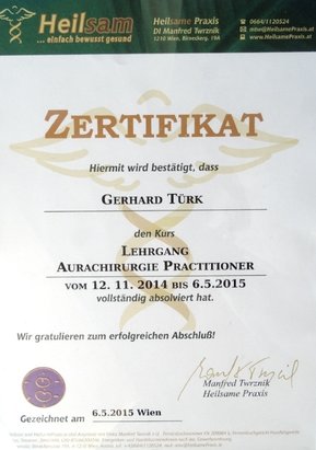 Zertifikat Aurachirurgie