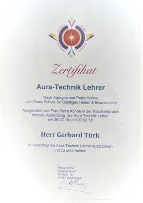 Zertifikat Aura-Technik-Lehrer
