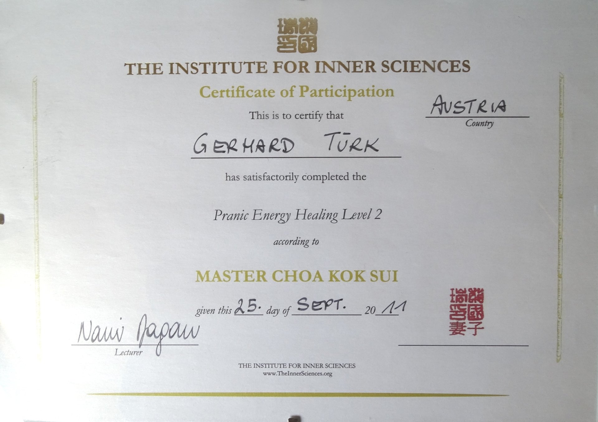 Humanenergetiker Gerhard Türk Mistelbach Pranic Healing